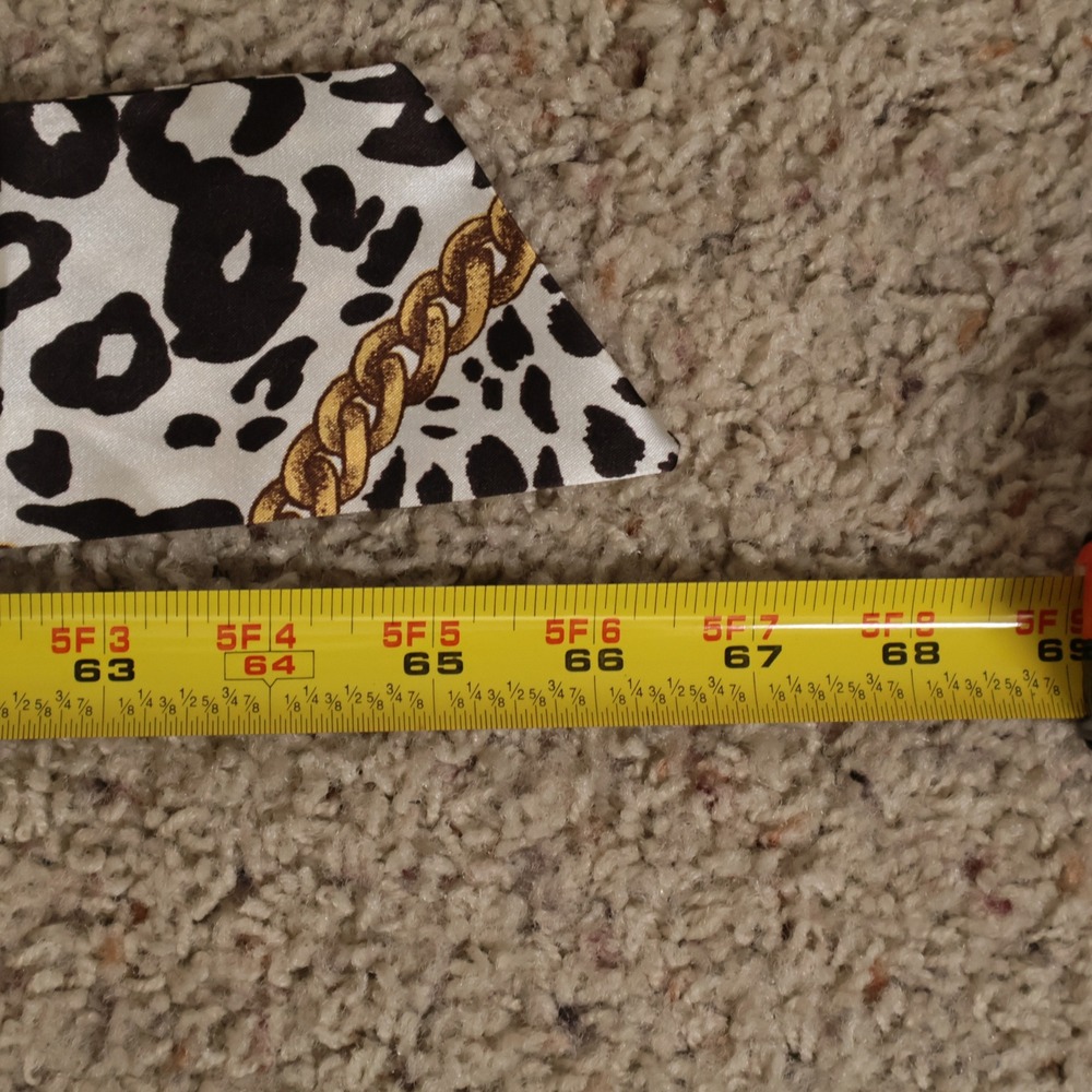 Gold Chain Leopard Zebra Print Scarf Belt Mixed Media Waist Tie Mob Wife Disco - Picture 4 of 5